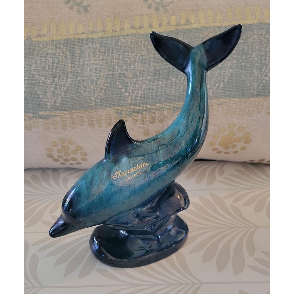 Vintage Blue Mountain Pottery Dolphin Teal Blue Marineland Canada